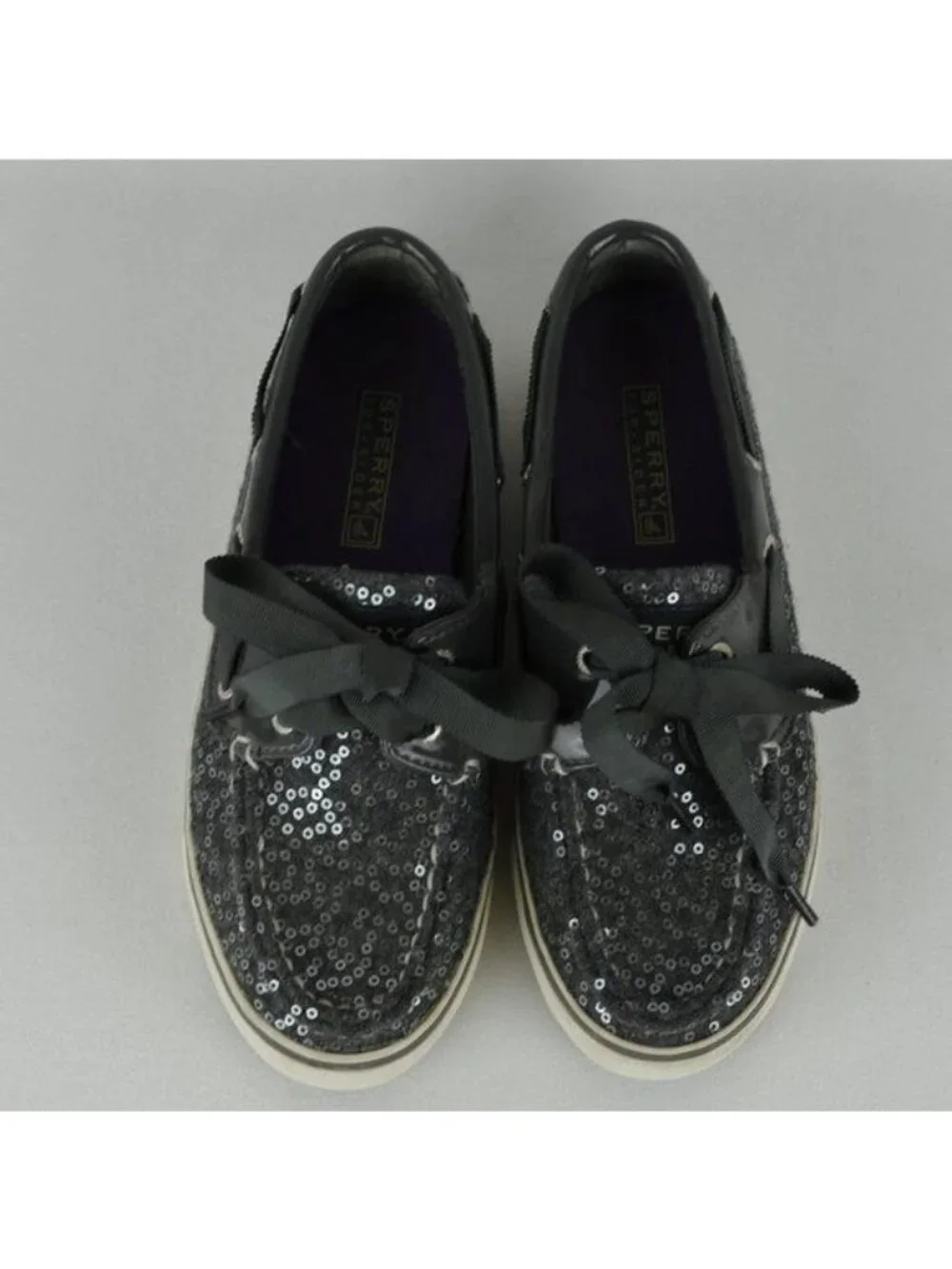 Sperry Top Sider Women's Size 5 Gray Wool Sequined Loafer Slip On Boat Shoes